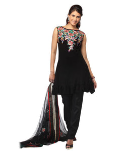 Black Georgette Salwar Kameez Churidar Dress Material SCA2004B-Anvi Creations-Dress Material,SALE