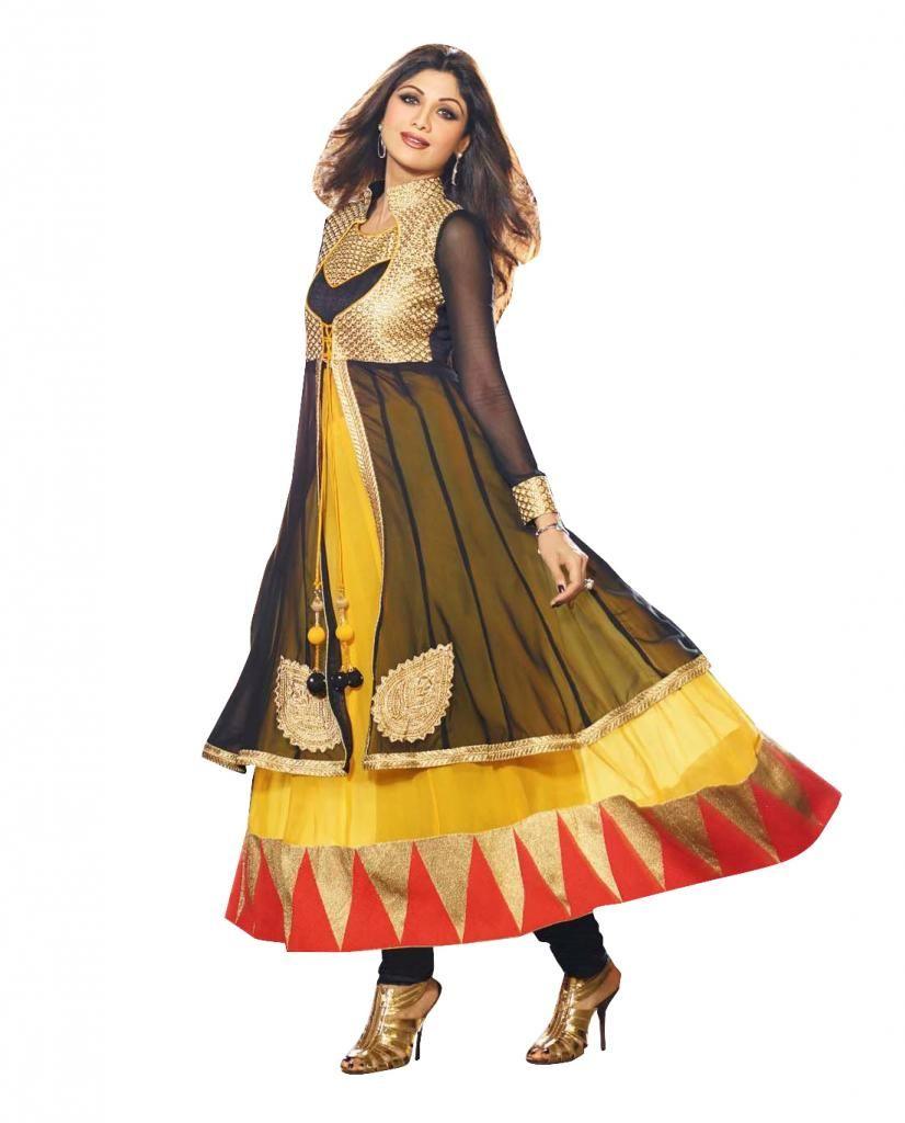Shilpa Shetty Exclusive Yellow Anarkali SC6009-Anvi Creations-Salwar Kameez