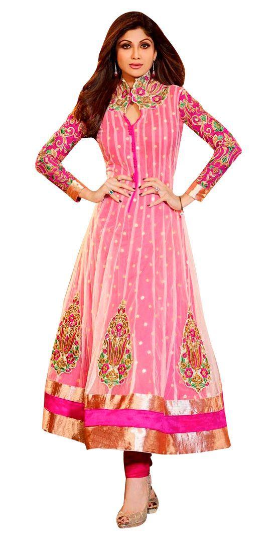 Shilpa Shetty Exclusive Pink Anarkali SC6013-Anvi Creations-Salwar Kameez