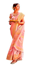Load image into Gallery viewer, Designer Pink Zari Tissue Silk Saree with Double Blouse SIM03-Anvi Creations-Digital Print Banarasi Silk Saree