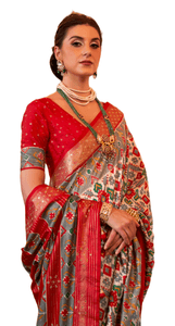 Designer Off White Patola Silk Saree T1105 - Ethnic's By Anvi Creations