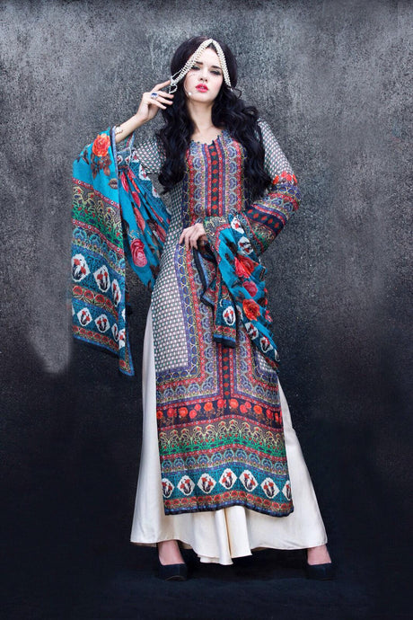 Designer Digital Printed Twill Cotton Kurta Dupatta Fabric Set V606 - Ethnic's By Anvi Creations