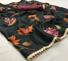 Charger l&#39;image dans la galerie, Designer Black Manipuri Silk Printed Saree VM01-Anvi Creations-Manipuri Silk saree,Printed Silk Saree