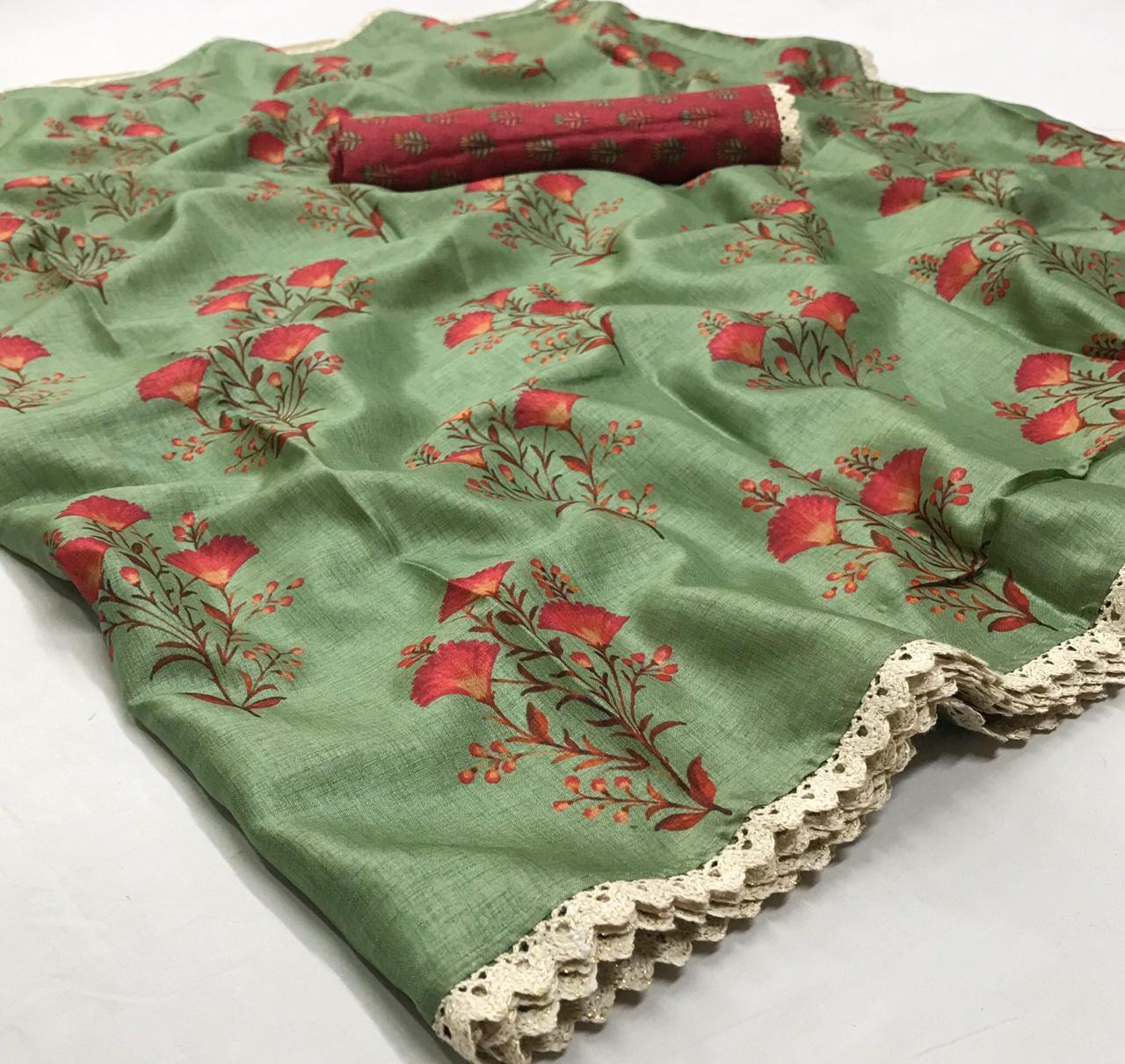 Designer Green Manipuri Silk Printed Saree VM05-Anvi Creations-Manipuri Silk saree,Printed Silk Saree