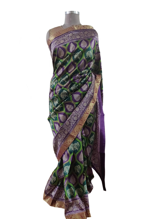 Green Dupion Silk Saree with Blouse Fabric VAS01-Anvi Creations-Brasso Saree