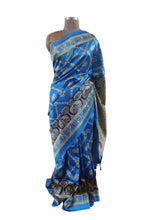 Charger l&#39;image dans la galerie, Blue Printed Dupion Silk Saree with Blouse Fabric VAS04-Anvi Creations-Brasso Saree