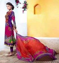 Load image into Gallery viewer, Purple Pink Velvet Printed Dress Material V101-Anvi Creations-Velvet Dress Material