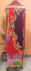 Purple Pink Velvet Printed Dress Material V101-Anvi Creations-Velvet Dress Material