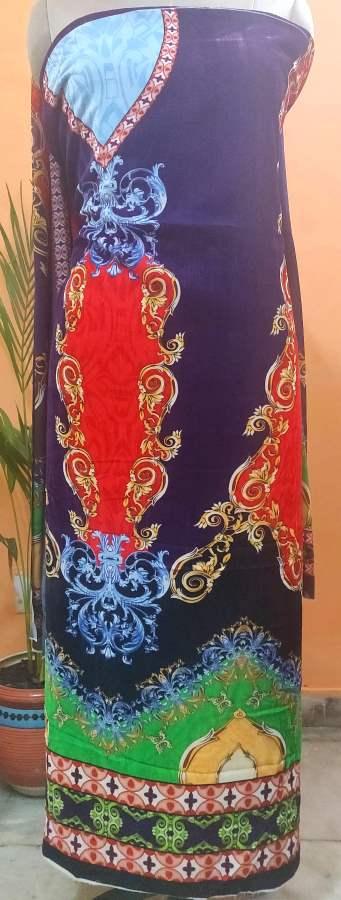 Blue Multi Velvet Printed Dress Material V104-Anvi Creations-Velvet Dress Material