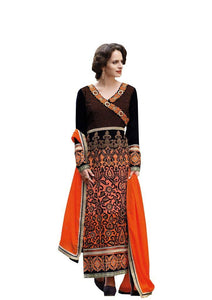 Micro Velvet Brown Orange Salwar kameez Dress Material SC7273-Anvi Creations-Salwar Kameez