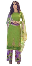 Charger l&#39;image dans la galerie, Designer Green Embroidered Pashmina Winter Dress Material with Chiffon Dupatta VN17-Anvi Creations-Pashmina Dress Material