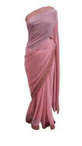 Pink Lehariya Printed Saree with Embroidered Blouse VH27 - Ethnic's By Anvi Creations