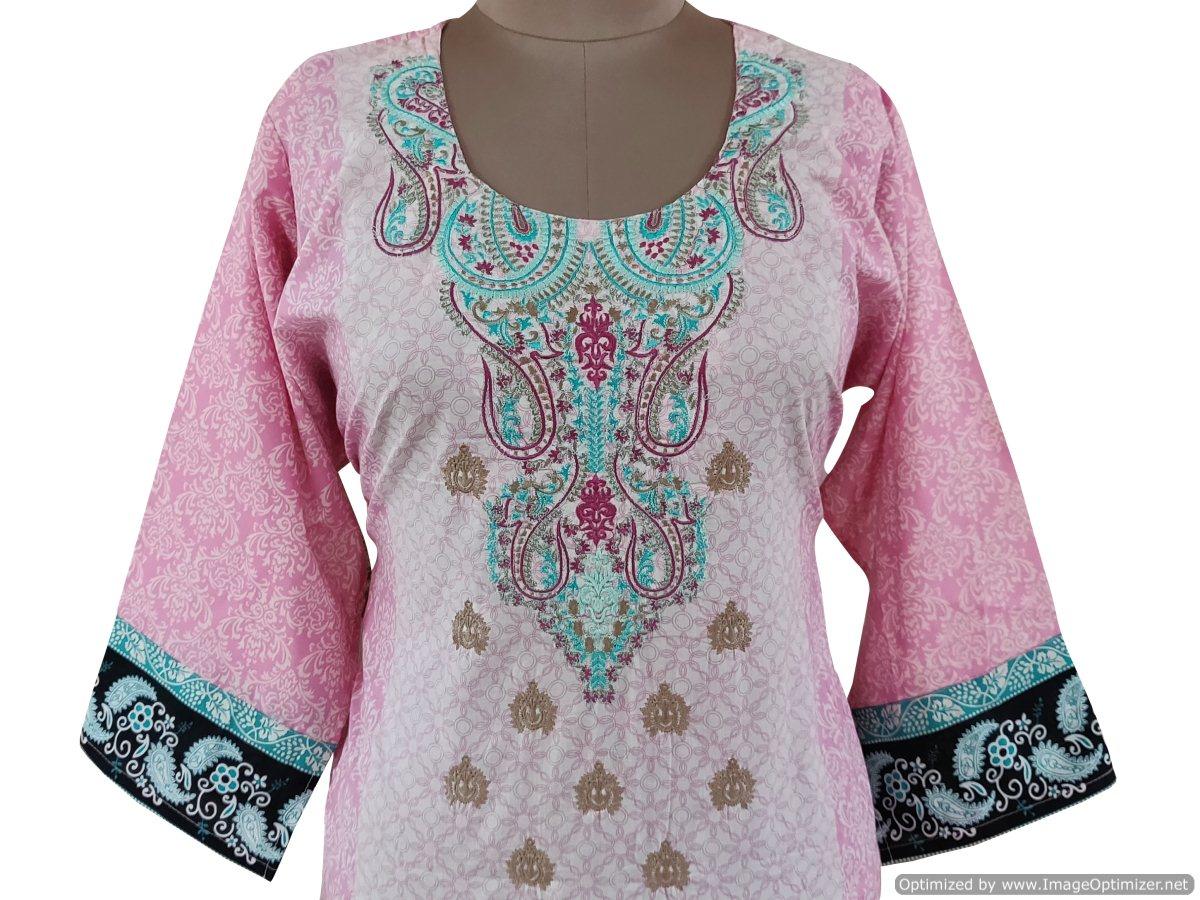 Designer Pink Semi Stitched Embroidered Kurti ZS1B-Anvi Creations-Pakistani Kurti