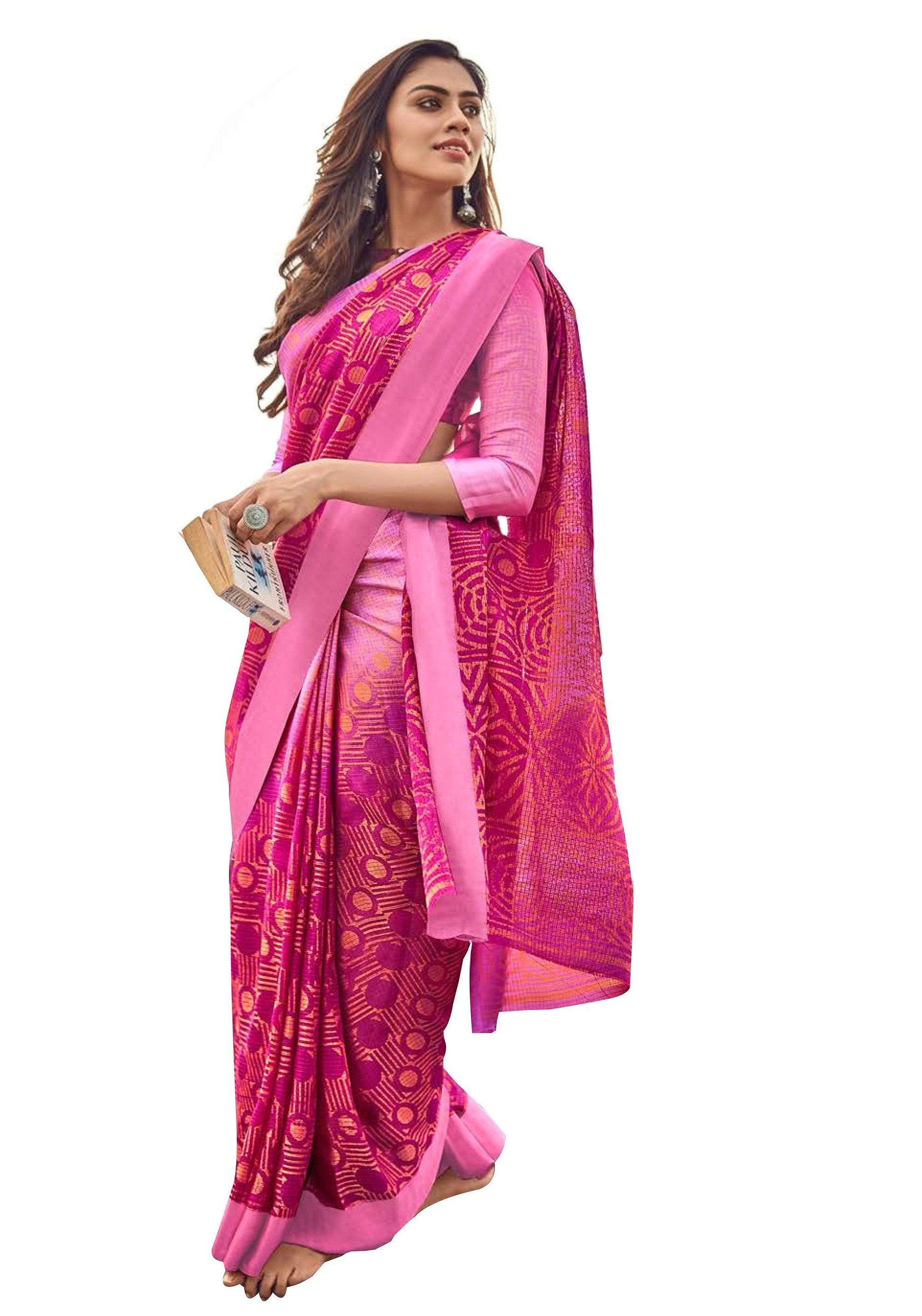 Designer Pink Kota Brasso Cotton Silk Saree ZU03-Anvi Creations-Kota Brasso Saree,Printed Silk Saree