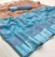 Charger l&#39;image dans la galerie, Designer Beige Blue Kota Brasso Cotton Silk Saree ZU05-Anvi Creations-Kota Brasso Saree,Printed Silk Saree