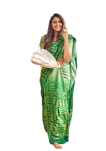 Designer Green Kota Brasso Cotton Silk Saree ZU06-Anvi Creations-Kota Brasso Saree,Printed Silk Saree