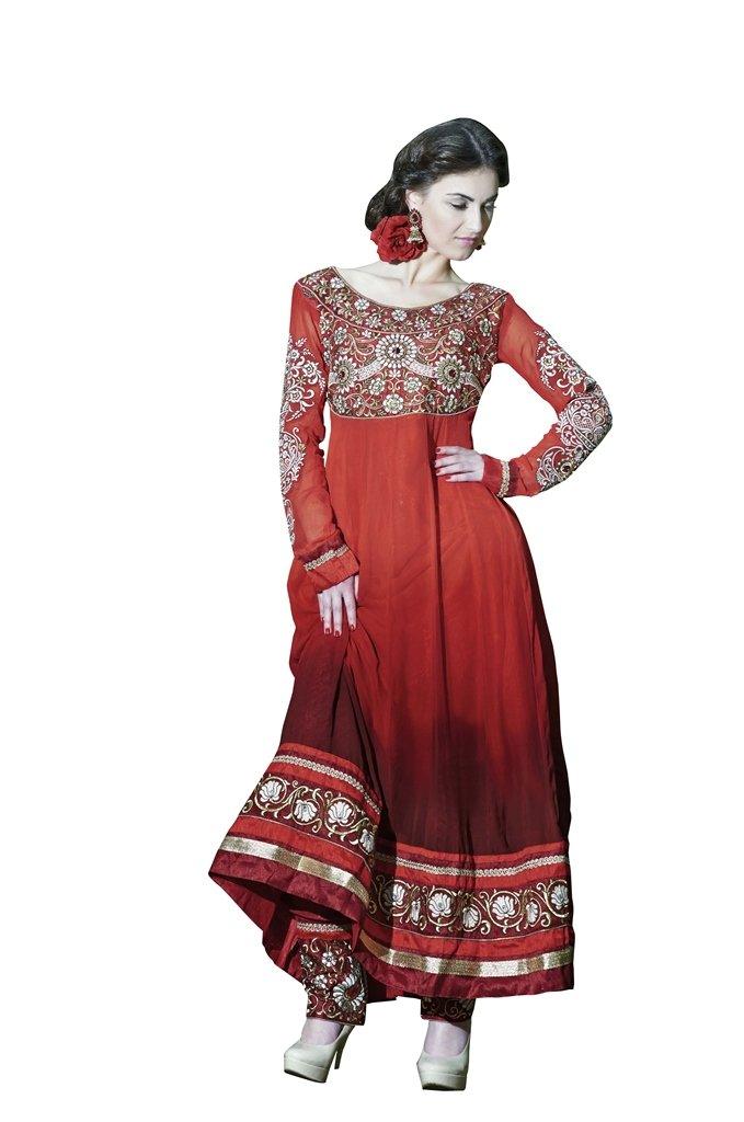 Buy Mauve Quarter Sleeve Aari Work Dress Materials Online for Women in USA